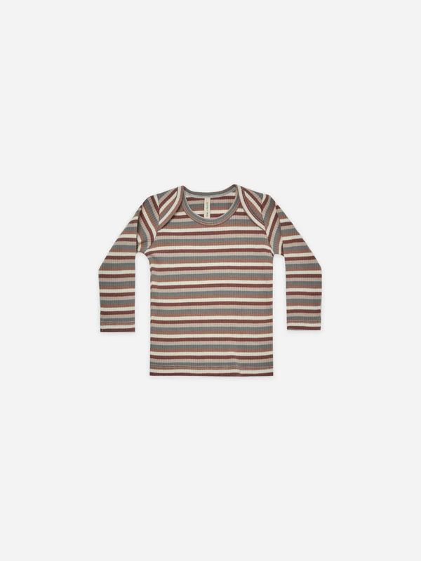 ribbed long sleeve tee | autumn stripe | Quincy Mae