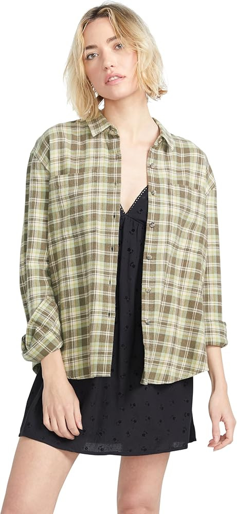 Volcom Women's Plaid to Meet U Long Sleeve Flannel Shirt | Amazon (US)