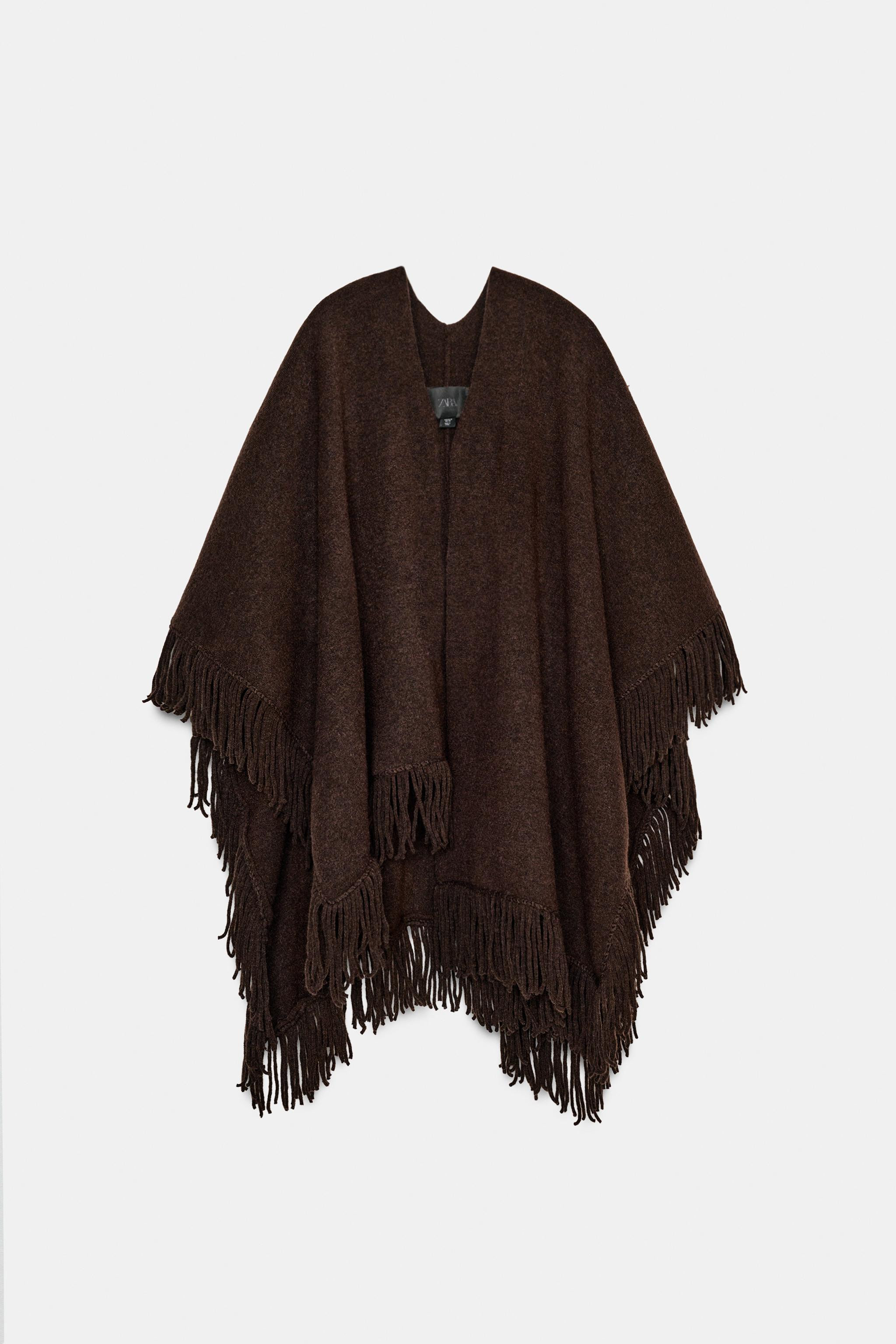 FRINGED KNIT CAPE | Zara US