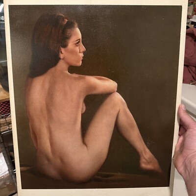 Old Vintage Oil Painting Nude Girl 16”x20” 1960s Mod Mcm Photorealistic | eBay US