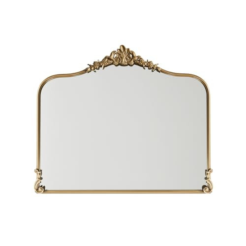 Perisoul Vintage Gold Wall Mirror - 36x30 inch, Ornate Baroque Design, Incricate Crown, Metal Frame, Large Antique Decorative Mirror for Fireplace Mantle, Living Room, Entryway, Bathroom | Amazon (US)