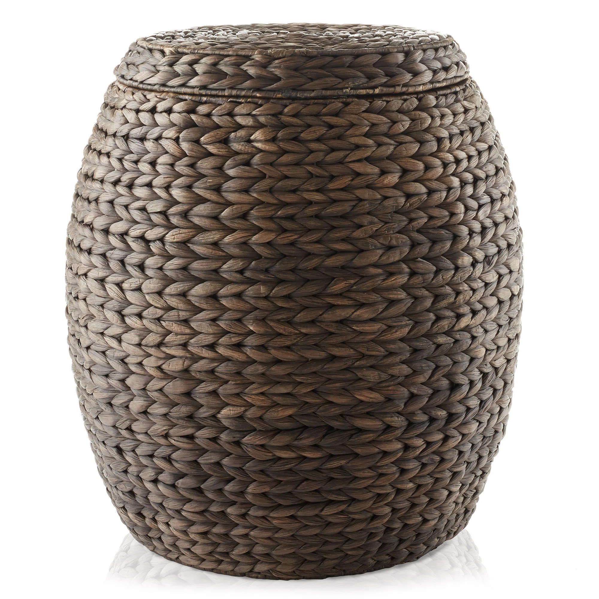 Round Water Hyacinth Storage Basket/Hamper with Lid | Wayfair North America