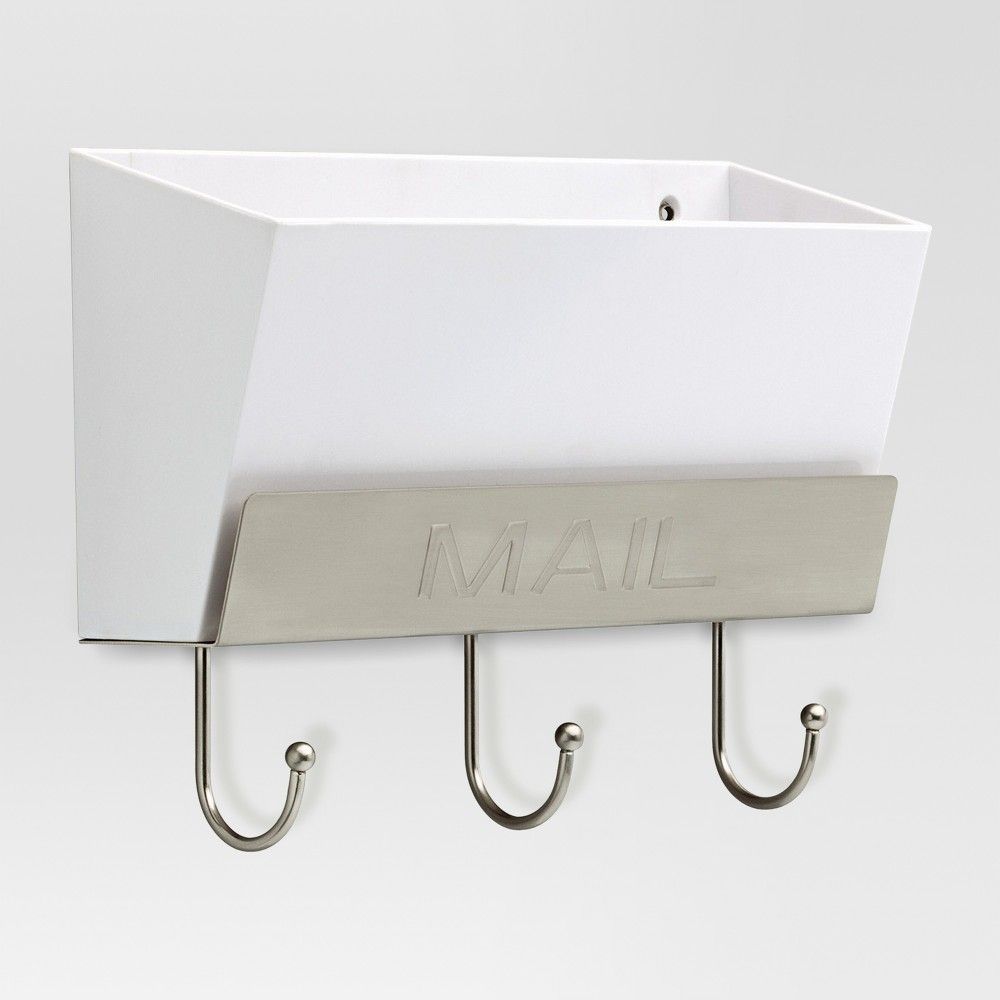 Classic Mail Holder - White/Satin Nickel - Threshold | Target