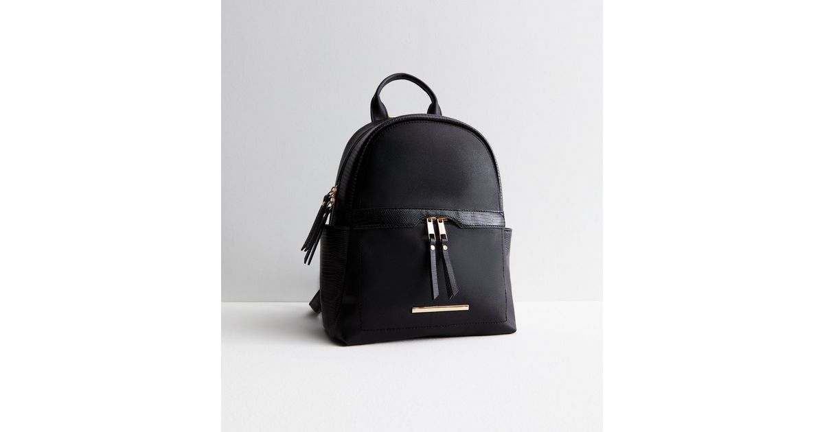 Black Leather-Look Backpack
						
						Add to Saved Items
						Remove from Saved Items | New Look (UK)