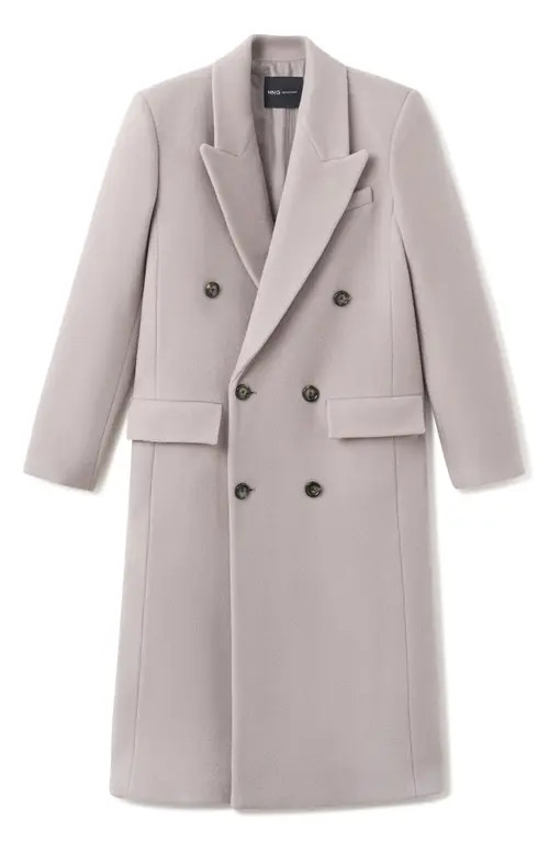 MANGO Double Breasted Virgin Wool Blend Coat in Grey at Nordstrom, Size Small | Nordstrom