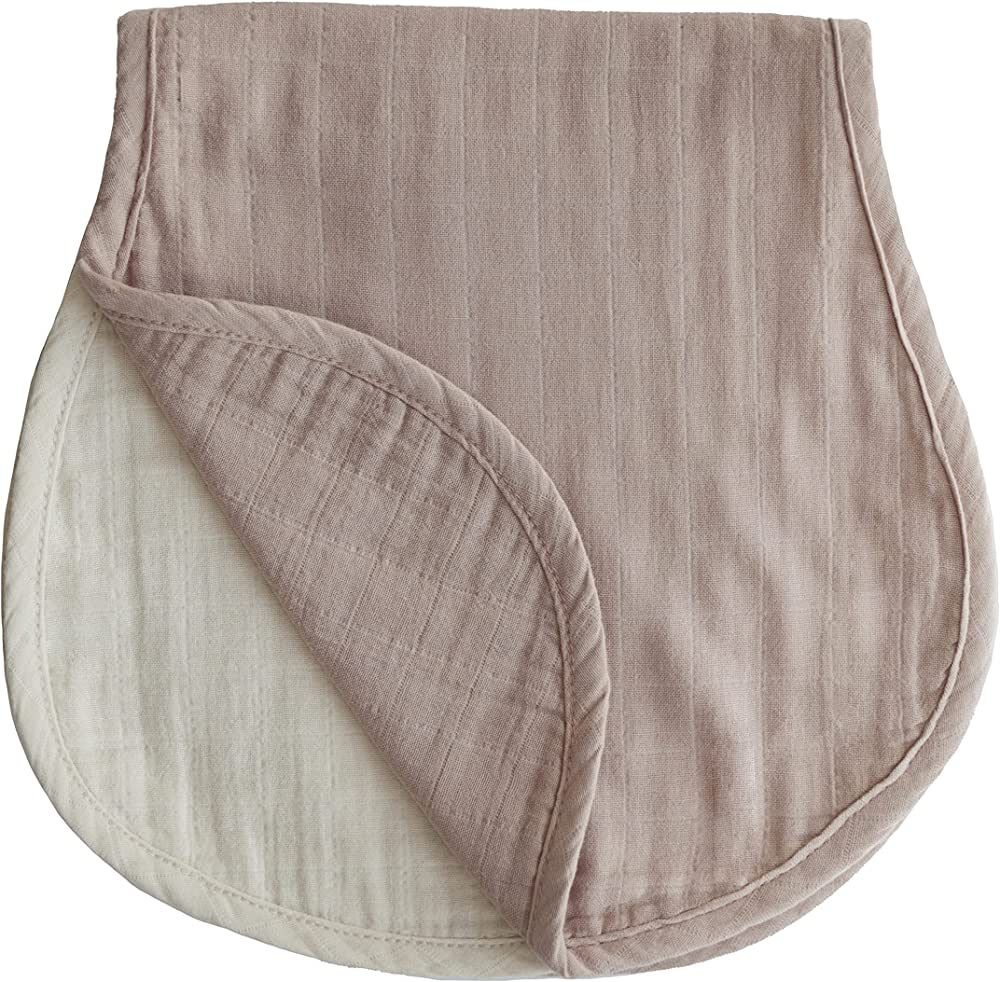 mushie Muslin Baby Burp Cloths | 100% Organic Cotton, Set of 2 (Natural/Fog) | Amazon (US)