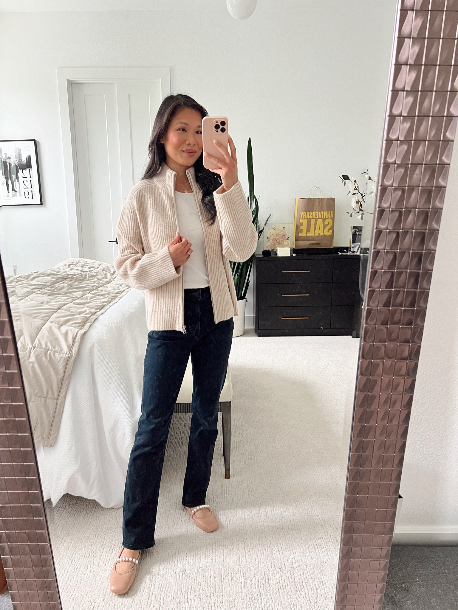 Cashmere zip up sweater from the Nordstrom anniversary sale back in stock! Wearing size extra small and love how this is 100% Kashmir and a piece you can wear so many different ways through different seasons. Breast-feeding, friendly, easy to put on and so comfortable. Also linking my lip combo, and the pearl ballet flats fit true to size.

#LTKStyleTip #LTKWorkwear #LTKxNSale