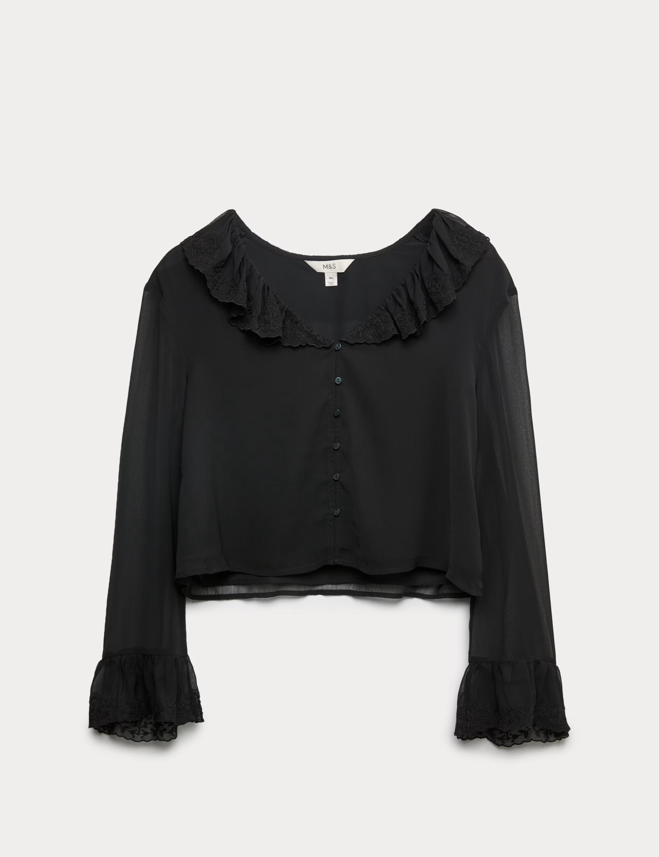 Broderie Frill Detail Blouse | M&S | M&S | Marks & Spencer (UK)