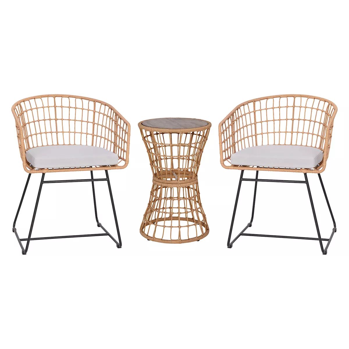 Flash Furniture Devon Indoor / Outdoor Patio Bistro Faux Rattan Table & Chairs 3-Piece Set | Kohl's