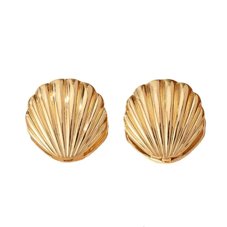 Small Shells Shaped Studs Earring Fashion Metal Piercing Earring Vintage Ear Studs Simple Hoop Ea... | Walmart (US)