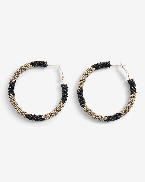 Beaded Colorblock Hoop Earrings | Express