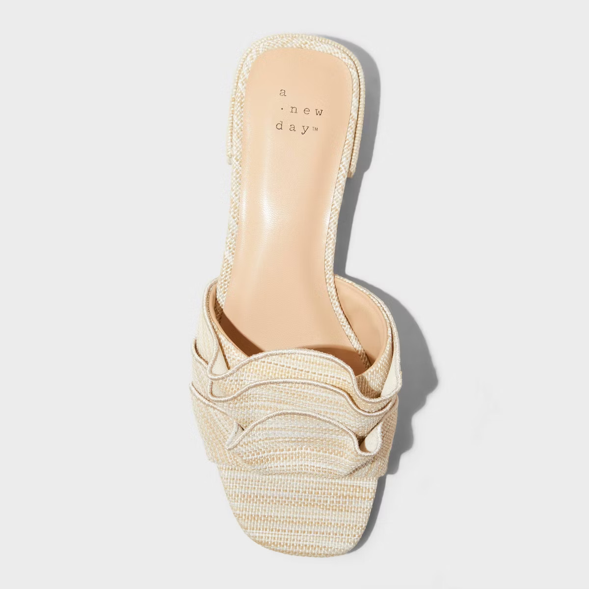 Women's Lyta Raffia Ruffle Sandals with Memory Foam Insole - A New Day™ Beige 11: Slip-On Block... | Target