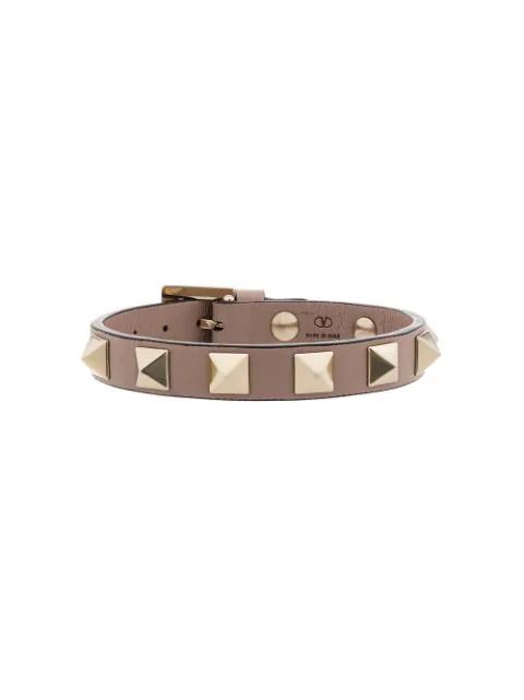 pink Rockstud leather bracelet | Farfetch (RoW)