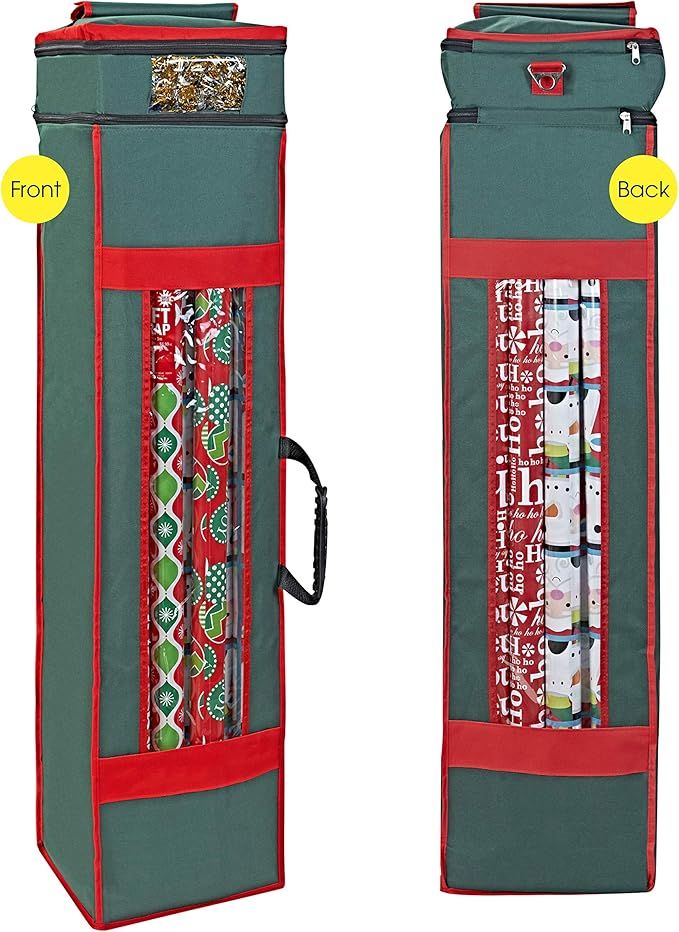 ProPik Holiday Wrapping Paper Storage Organizer Bag with Pocket and Handles Including Hanging Loo... | Amazon (US)