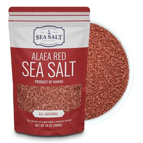 Alaea Red Sea Salt, Coarse Crystal Red Hawaiian Salt to Add Color to Any Dish, Red Salt Made with Alaea Clay, Natural Finishing Salt, 14 oz Bag, Sea Salt Superstore | Amazon (US)