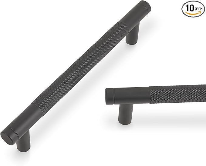 10 Pack 5Inch Matte Black Kitchen Cabinet Handles Knurled Cabinet Pulls Black Drawer Pulls Kitche... | Amazon (US)