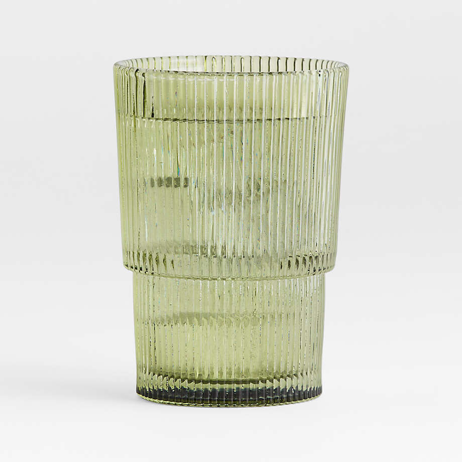 Atwell Moss Green Stackable Highball Glass + Reviews | Crate & Barrel | Crate & Barrel