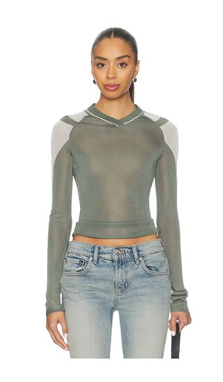 Long Sleeve Mel Top in Agave Green | Revolve Clothing (Global)