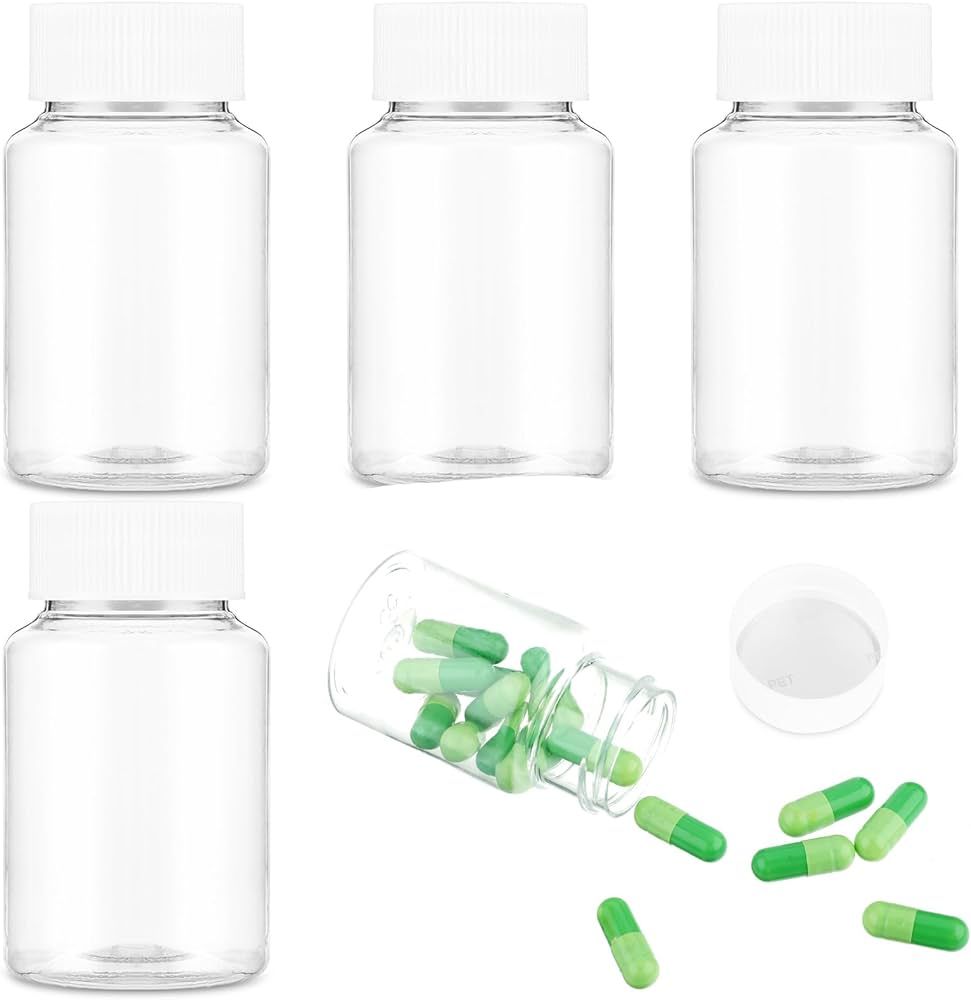 WLLHYF 30ml Empty Clear Plastic Pill Bottles 4Pcs Clear Pill Bottle Medicine Bottle Empty Reagent... | Amazon (US)