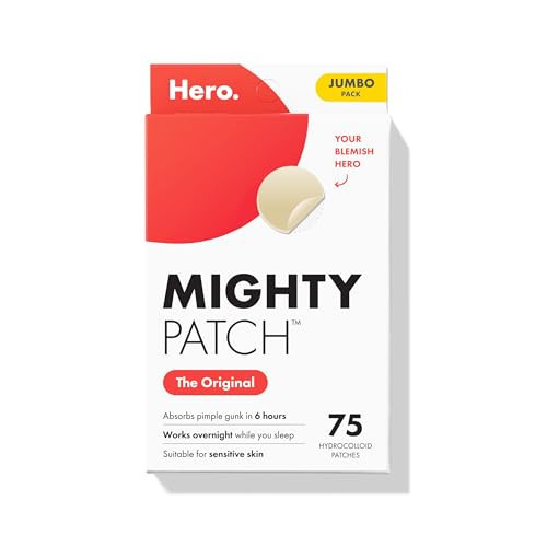 Mighty Patch Original Patch from Hero Cosmetics - #1 Hydrocolloid Acne Pimple Patches for Face, Shrinking Zits & Whiteheads in 1 Use, Nighttime Spot Pimple Stickers for Face, 75 Count | Amazon (US)