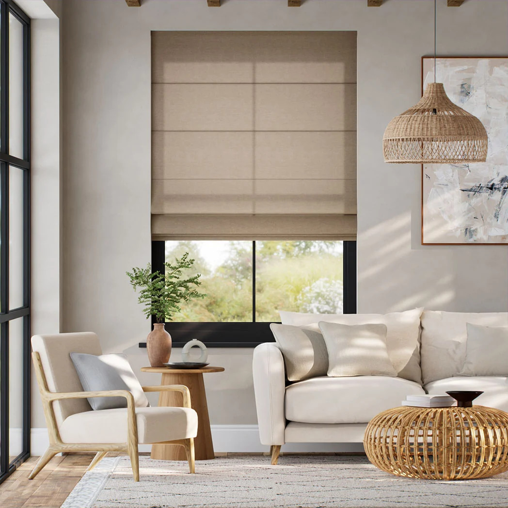 Classic Roman Shades | Elegant Custom Window Treatments | White Linen | SelectBlinds | Select Blinds