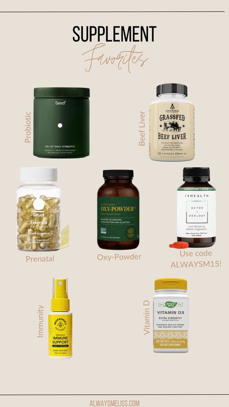 Sharing some of my favorite supplements! These are ones I use often and love. Use code to save right now on JSHealth! 

Healthy Living 
Supplements 
Health 

#LTKfindsunder100 #LTKfitness #LTKfindsunder50