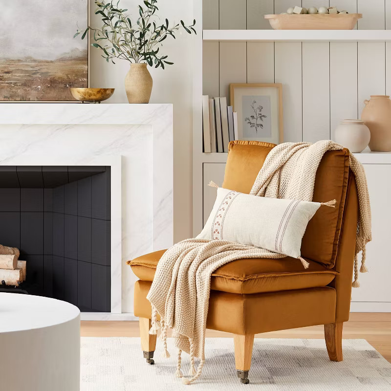 Block Print Lumbar Throw Pillow Mauve/Cream -Threshold™ designed with Studio McGee | Target