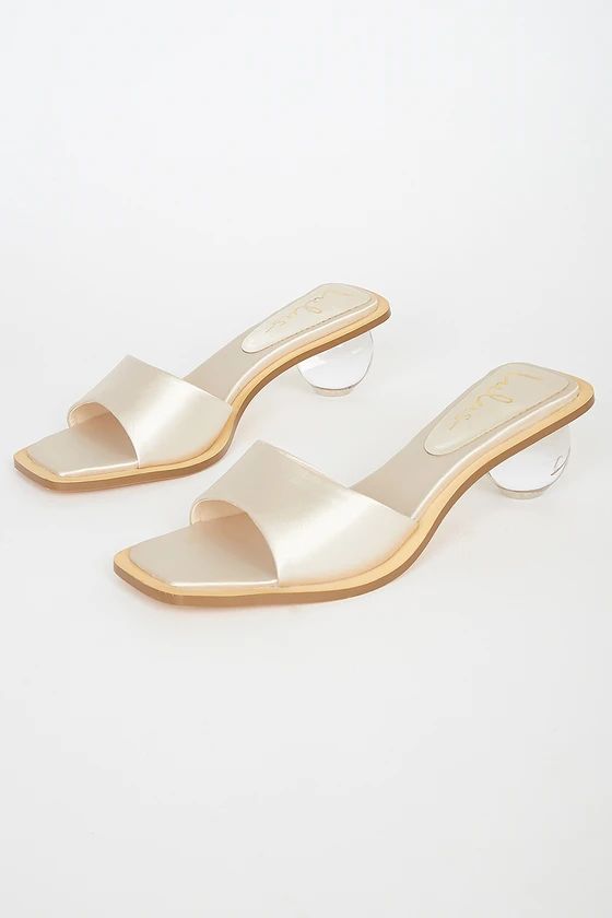 Skye Ivory Satin High Heel Sandals | Lulus (US)