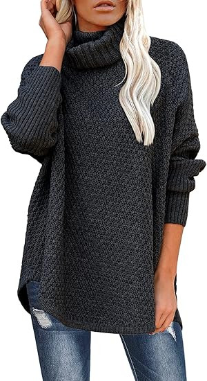 DOROSE Women's Oversized Turtleneck Long Sleeve Casual Pullover Knit Tunic Sweater | Amazon (US)
