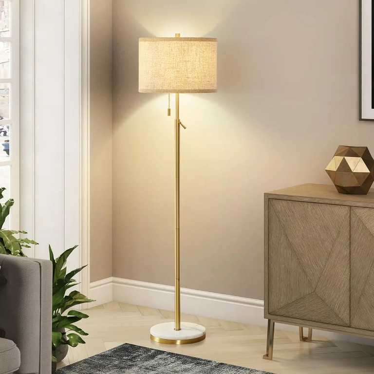 NATYSWAN Modern Floor Lamp for Living Room, Adjustable Height Standing Lamp with Marble Base Tall... | Walmart (US)