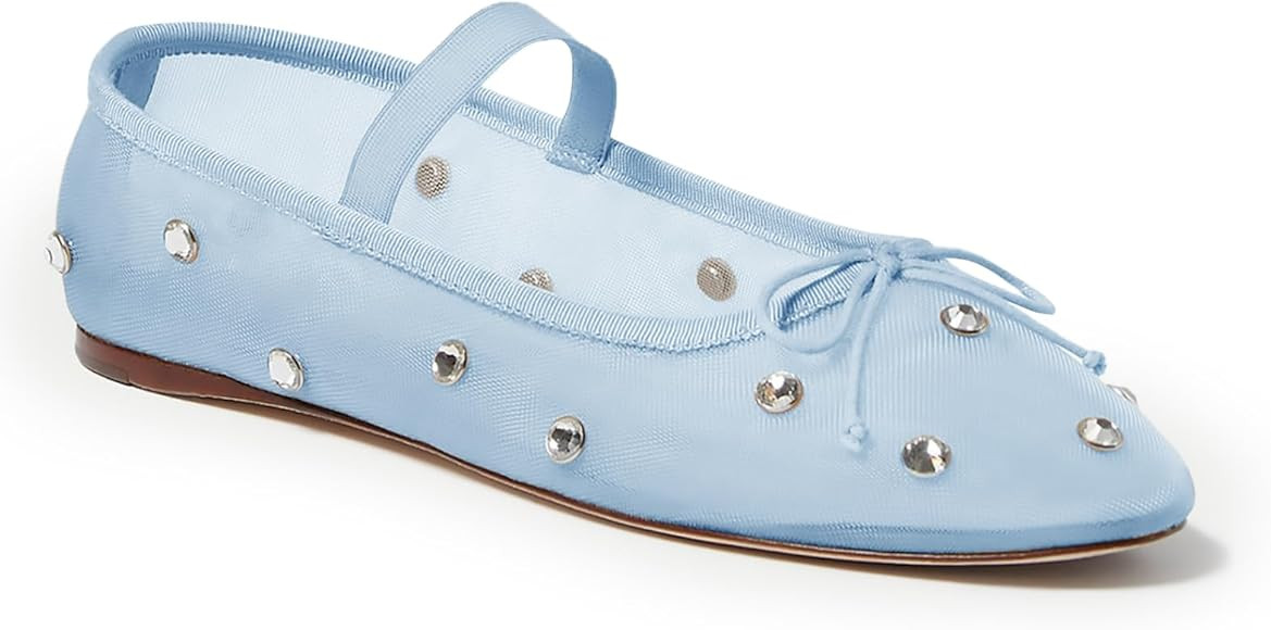 Coutgo Womens Mesh Ballet Flats Crystal Rhinestone Studded Comfortable Mary Jane Dress Shoes | Amazon (US)