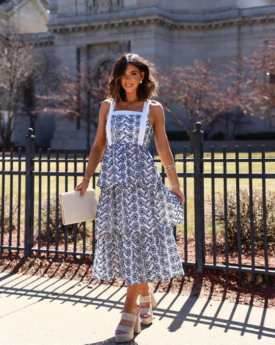 Sparrow Cotton Eyelet Tiered Midi Dress | VICI