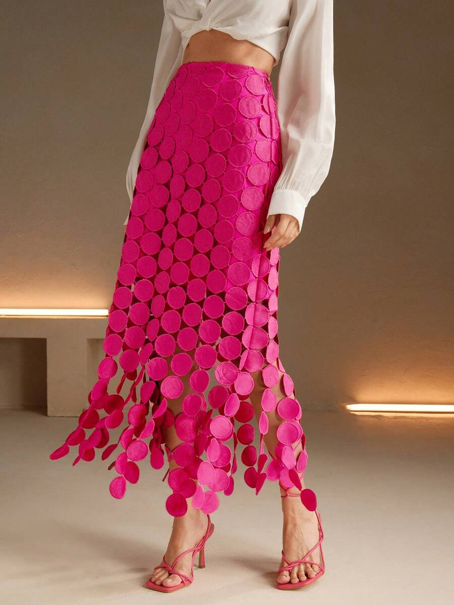 Anewsta Laser Cut Multi Circle Double Layered Skirt | SHEIN