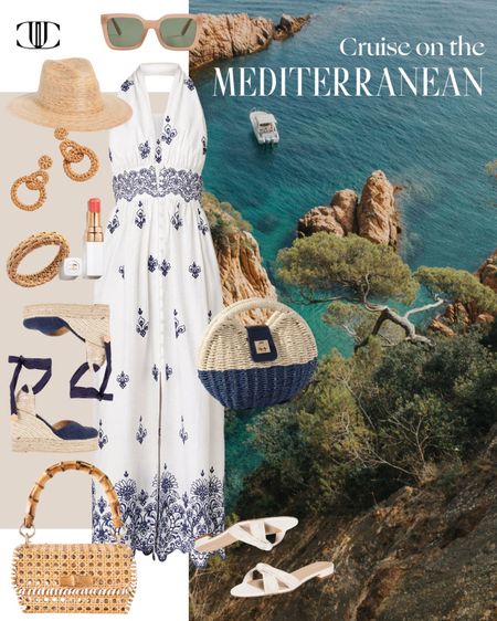 A perfect outfit for a cruise on the Mediterranean. 

Dress, halter dress, purse, sunglasses, sandals, slides, espadrilles, earrings, travel outfit, travel look, summer dress, summer look, summer outfit

#LTKover40 #LTKshoecrush #LTKstyletip