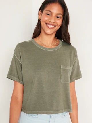 Oversized Garment-Dyed Cropped T-Shirt for Women | Old Navy (US)