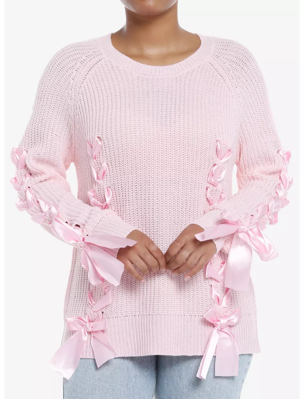 Sweet Society Pink Ribbon Girls Knit Sweater | Hot Topic