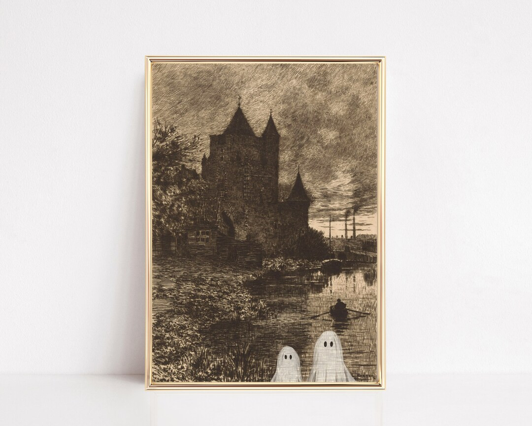 Vintage Halloween Ghost Print Halloween Decor Dark - Etsy | Etsy (US)