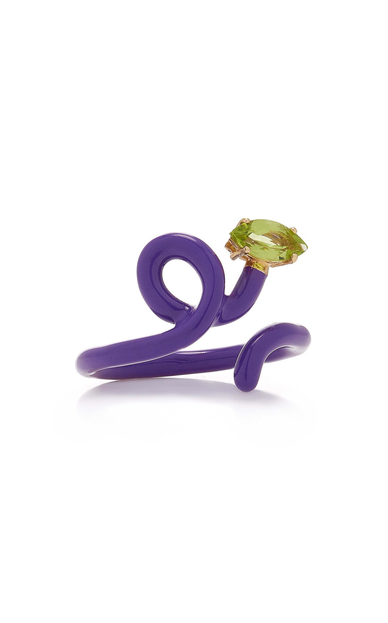 Bea Bongiasca - Baby Vine Enameled 9K Yellow Gold Peridot Ring - Purple - US 8 - Moda Operandi - Gifts For Her | Moda Operandi (Global)