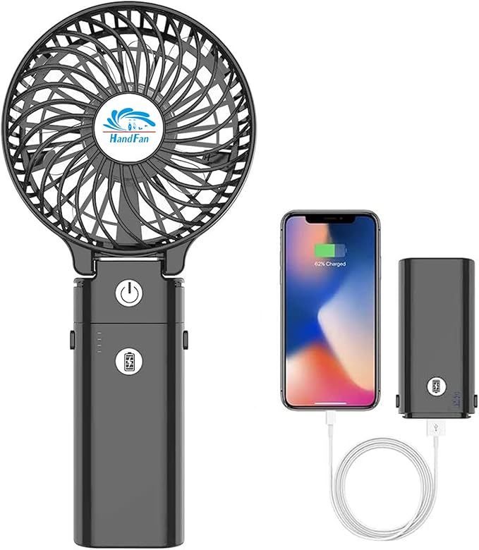 HandFan 5200mAh Portable Handheld Fan, Foldable Personal Fan, Battery Operated Rechargeable Fan, ... | Amazon (US)