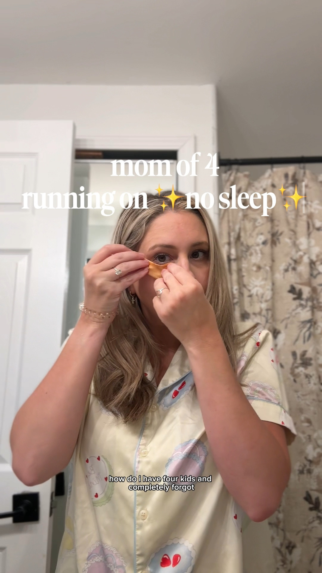 Mom life running on no sleep thanks to the 18 month sleep regression I completely forgot about lol. Love these cute Walmart pajamas and my eye patches. Of course my gap matching set makes everything better 

#LTKmomlife #LTKmorningroutine #LTKdayinmylife
