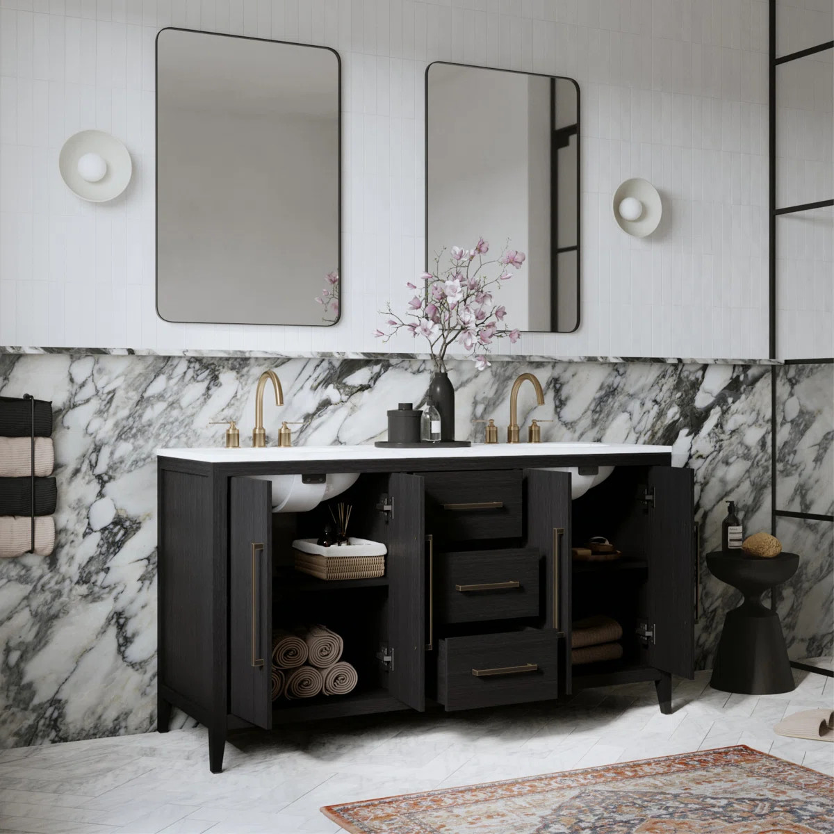 Alsup 60'' Double Bathroom Vanity with Quartz Top | Wayfair North America