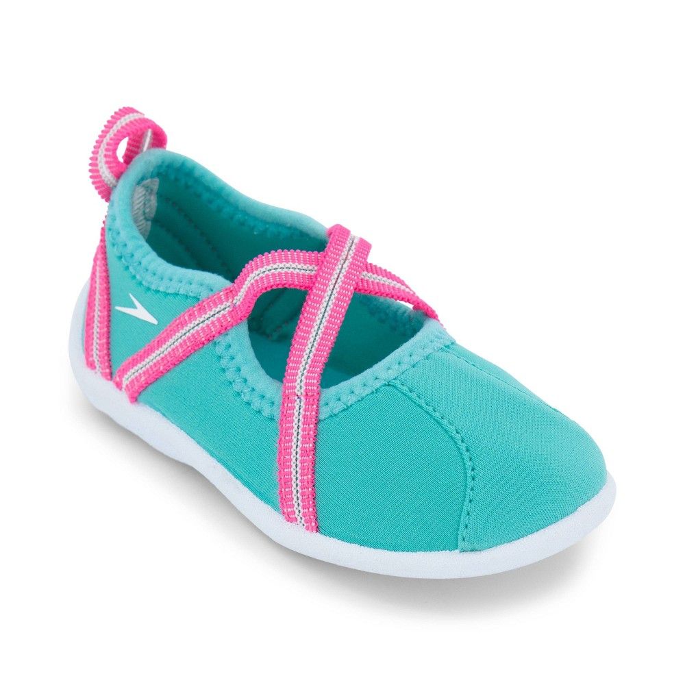 Speedo Toddler Girls' Mary Jane Water Shoes - Turquoise/Pink 9-10 | Target