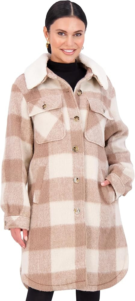Vince Camuto Removable Fleece Collar Shacket Womens Jacket Winter Coat for Women | Amazon (US)