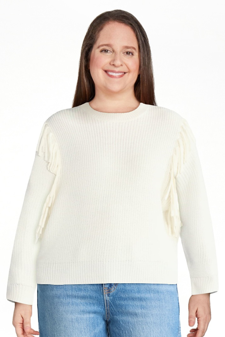 Time and Tru Women's Fringe Pullover Sweater, Midweight, Sizes XS-XXXL | Walmart (US)