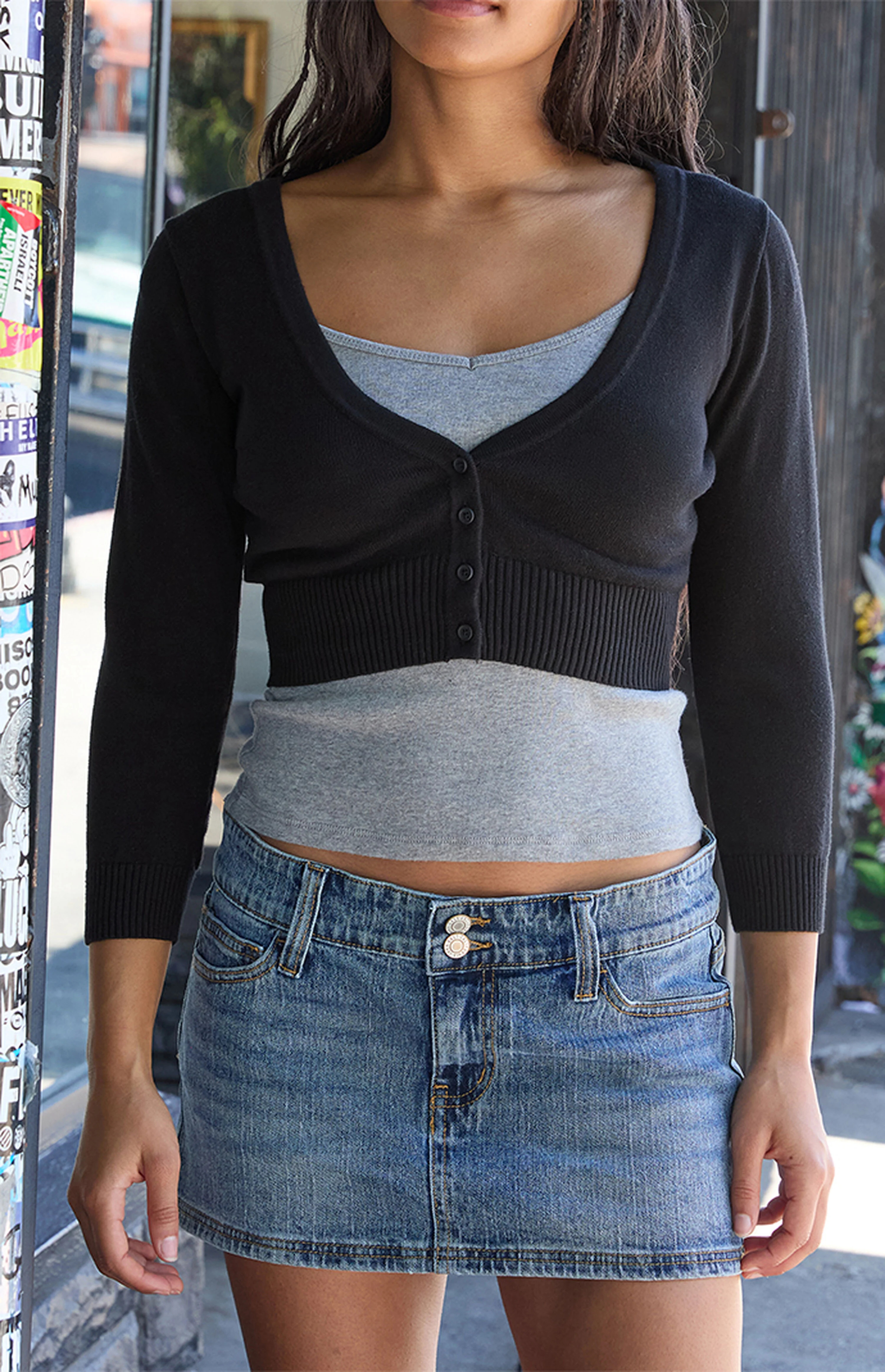 John Galt Black Cropped Cardigan | PacSun