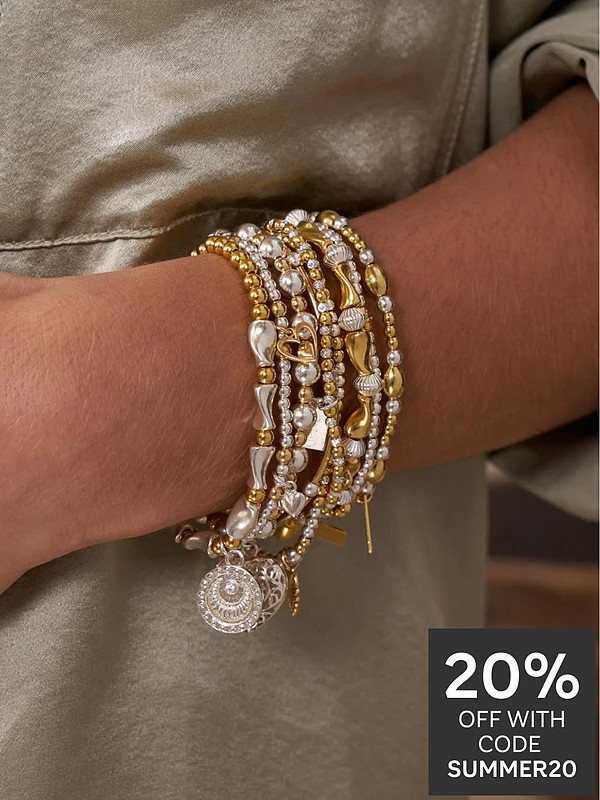 ChloBo Gold And Silver Twisted Disc Bracelet | Very (UK)