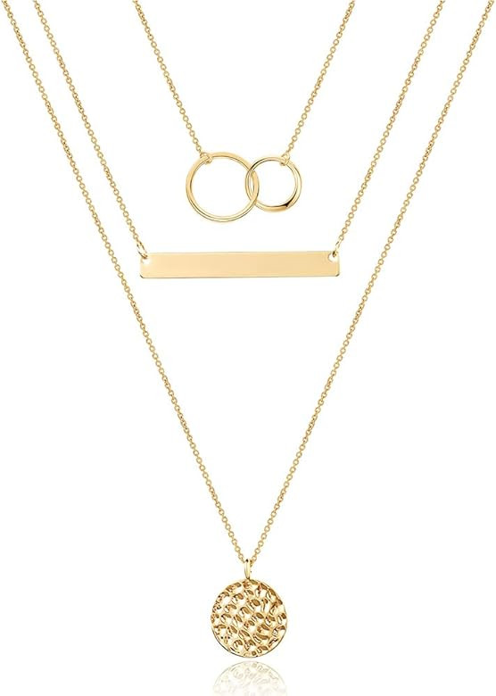 Turandoss Dainty Layered Choker Necklace, Handmade 14K Gold Plated Y Pendant Necklace Multilayer ... | Amazon (US)