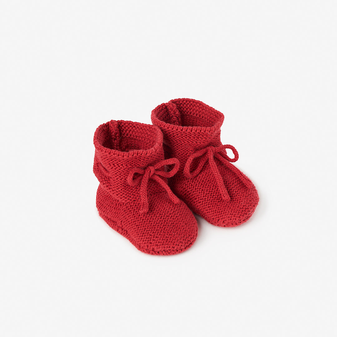 Red Garter Knit Baby Booties | Elegant Baby