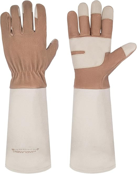 HANDLANDY Long Gardening Gloves for Men & Women, Thorn Proof Rose Pruning Gloves Leather Gauntlet... | Amazon (US)