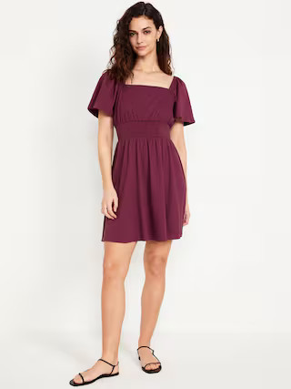 Waist-Defined Flutter-Sleeve Mini Dress | Old Navy (US)